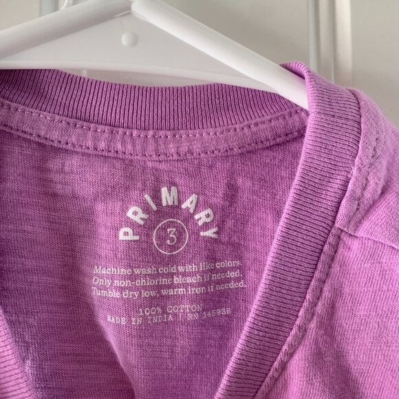 Primary Girls Purple Ruffle Sleeve Hi-Lo Basic Short Sleeve Shirt | Size 3 - Picture 3 of 4